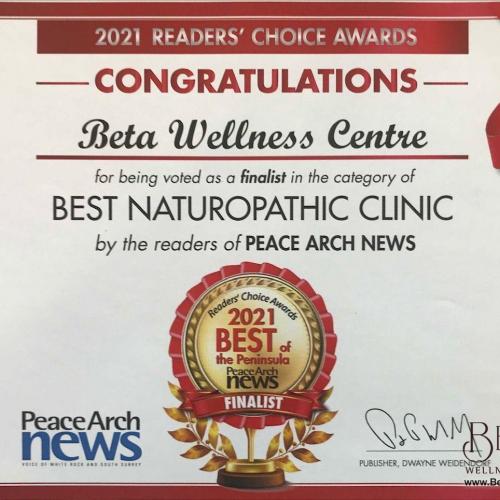  Thank you for voting us to become the BEST NATUROPATHIC CLINIC in South Surrey 